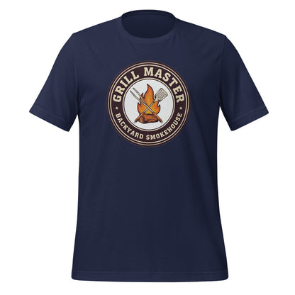 Grill Master retro backyard smokehouse tee — Navy, front