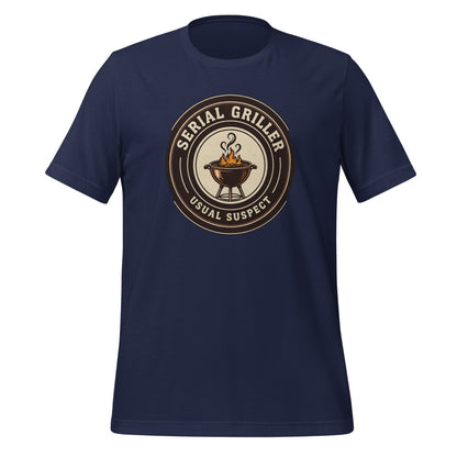 Serial Griller funny BBQ tee — Navy, front