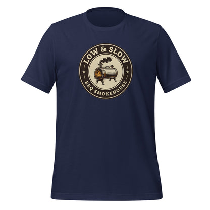 Low & Slow BBQ smoker tee — Navy, front