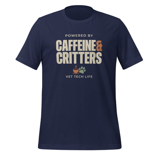 Funny Vet Tech Shirt, Veterinary Technician Gift, Retro Vet Tech Tee — Powered by Caffeine & Critters