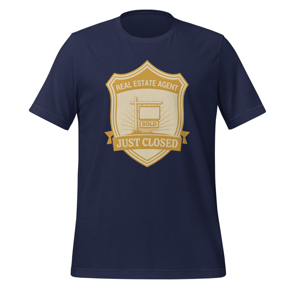 Just Closed real estate agent tee — Navy, front