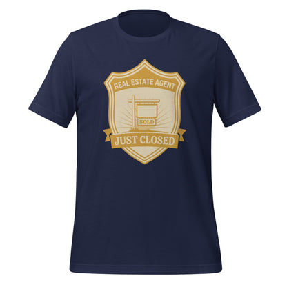Just Closed real estate agent tee — Navy, front