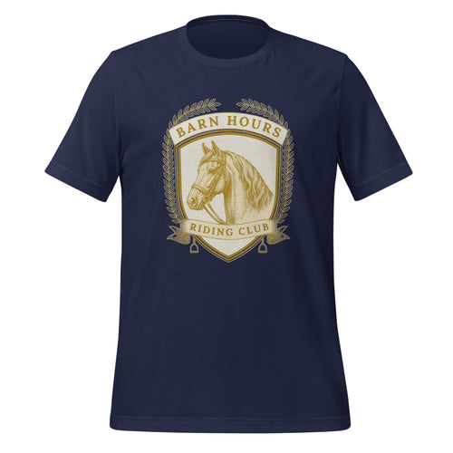 Equestrian Shirt, Horse Lover Gift, English Riding Tee — Barn Hours Riding Club Vintage Stable Crest T-Shirt