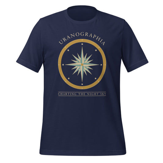 Uranographia vintage celestial chart astronomy tee — Navy, front