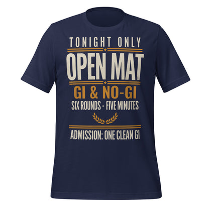 Open Mat Tonight Brazilian jiu jitsu t-shirt — Navy, front