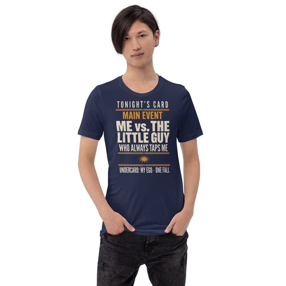 Tonight's Card funny Brazilian jiu jitsu t-shirt — Navy, on model