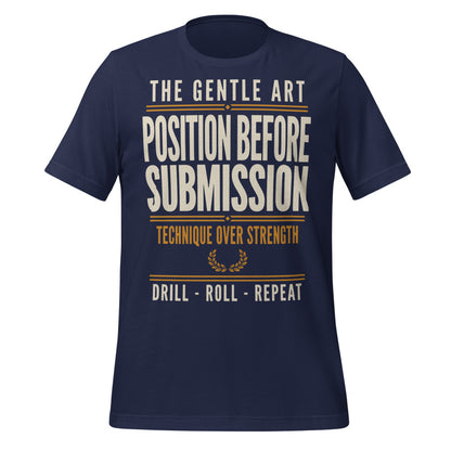 Position Before Submission Brazilian jiu jitsu t-shirt — Navy, front