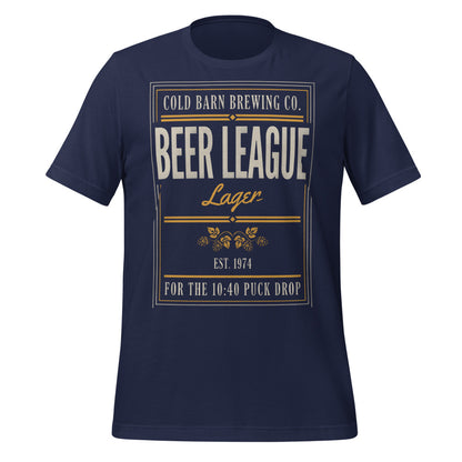 Beer League Cold Barn Brewing lager t-shirt — Navy, front
