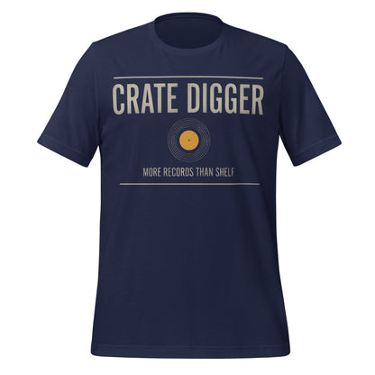 Crate Digger vinyl record tee — Navy, front