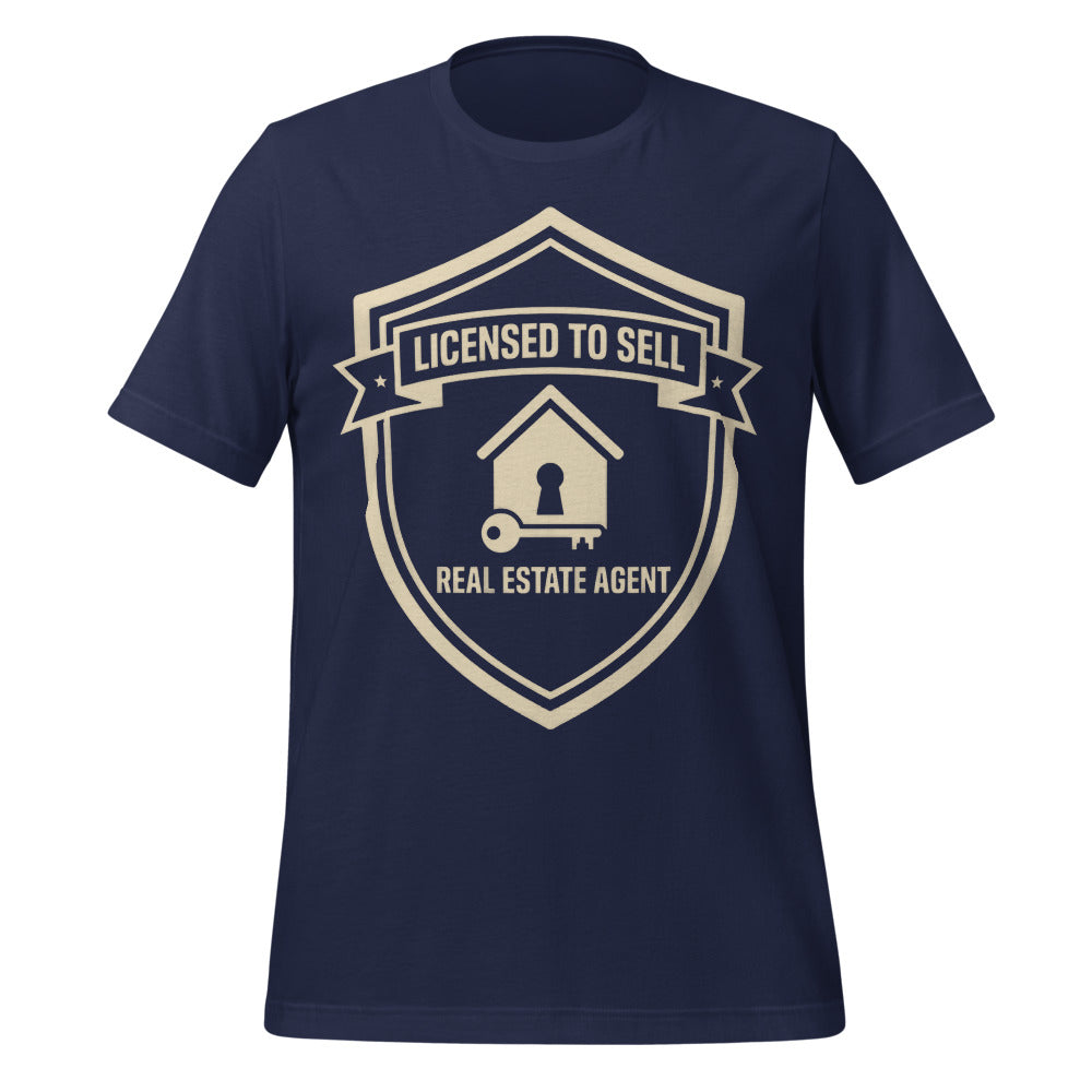 Licensed to Sell real estate agent tee — Navy, front