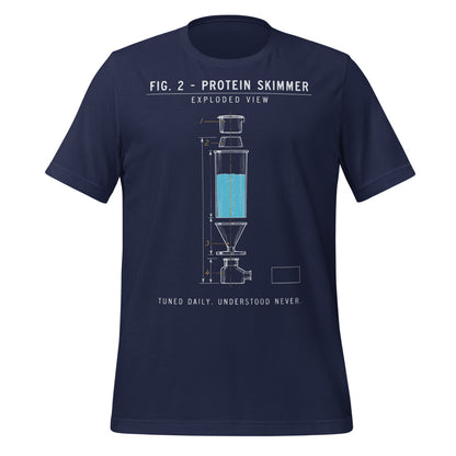 Protein Skimmer Exploded View reef tank saltwater aquarium t-shirt — Navy, front
