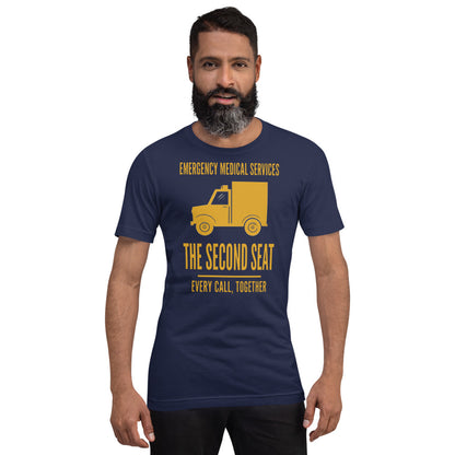 The Second Seat EMS paramedic tee — Navy, on model