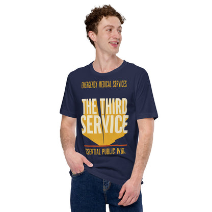The Third Service EMS t-shirt — Navy, on model