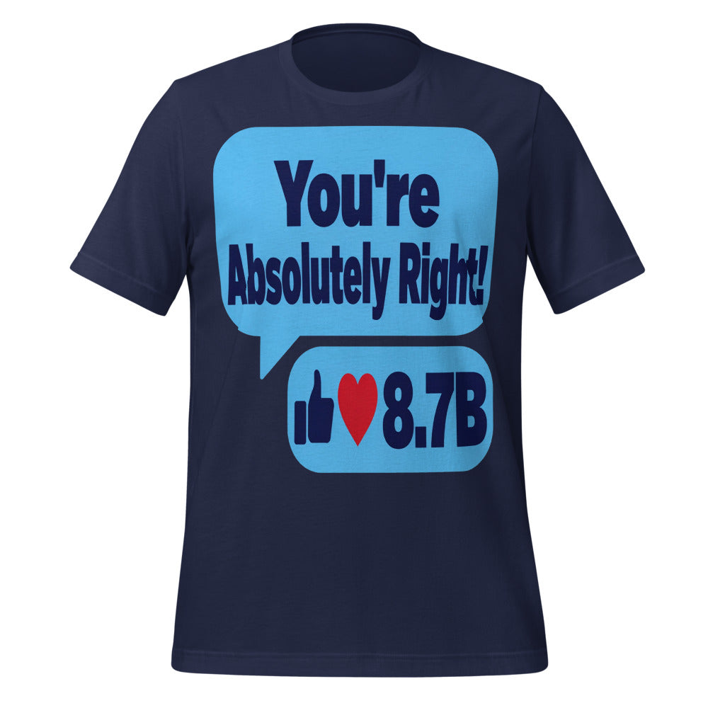 You're Absolutely Right AI unisex t-shirt — Navy, front