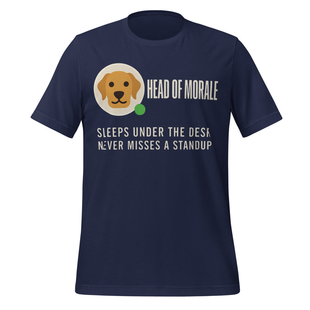Head of Morale dog profile card unisex t-shirt — Navy, front