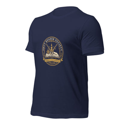 Smut Reader Society book lover dark academia tee — Navy, front-right
