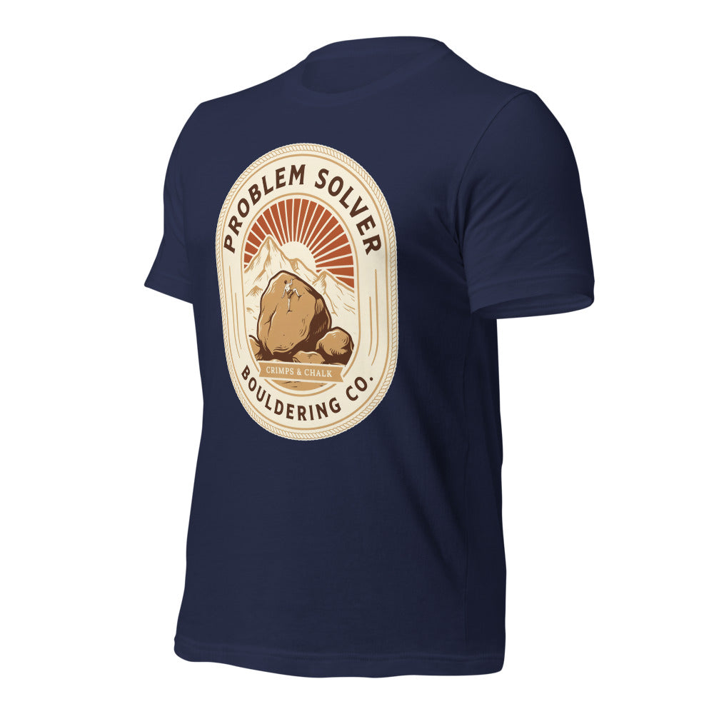Problem Solver Bouldering Badge t-shirt — Navy, front-right