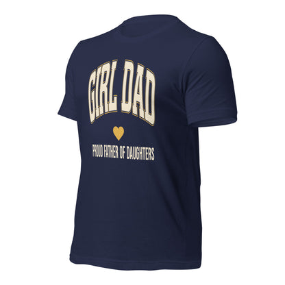 Girl Dad retro varsity tee — Navy, front-right