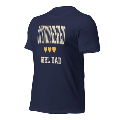 Girl Dad Outnumbered & Proud tee — Navy, front-right