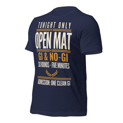 Open Mat Tonight Brazilian jiu jitsu t-shirt — Navy, front-right