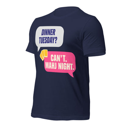 Mahj Night funny mahjong tee — Navy, front-right
