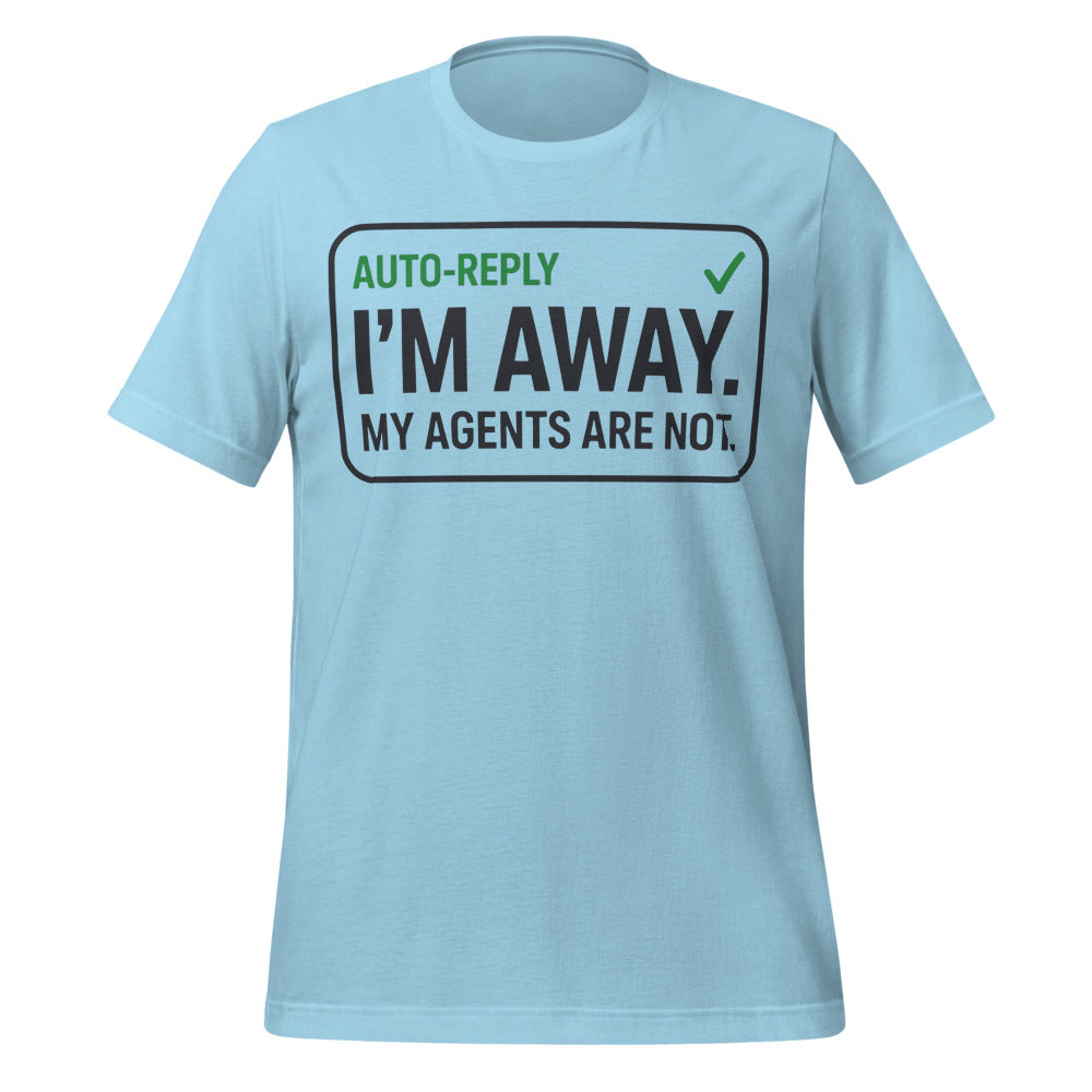 Auto-Reply agentic AI engineer tee — Ocean Blue, front