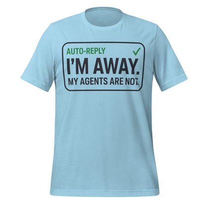 Auto-Reply agentic AI engineer tee — Ocean Blue, front