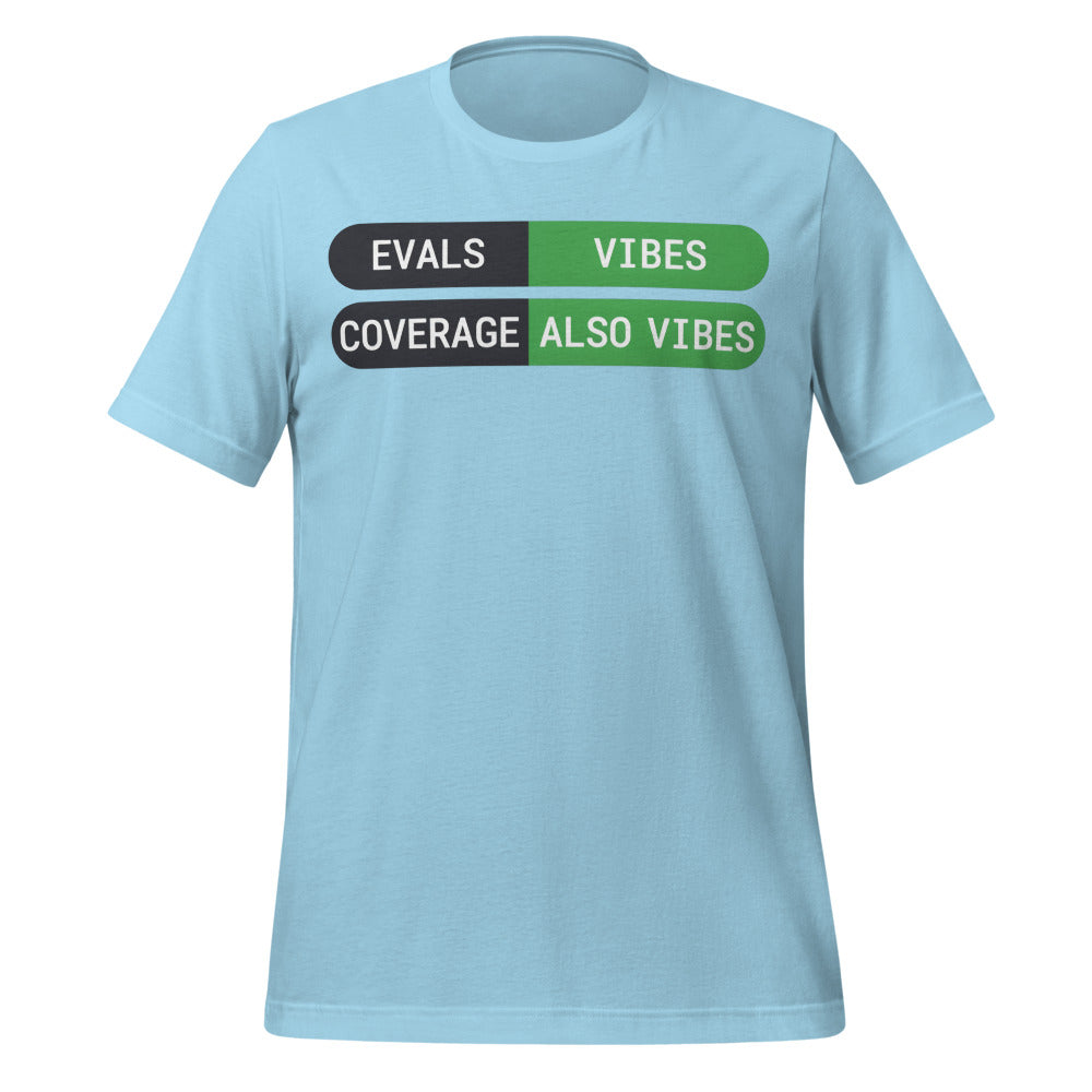 Eval Suite Vibes agentic AI engineer tee — Ocean Blue, front