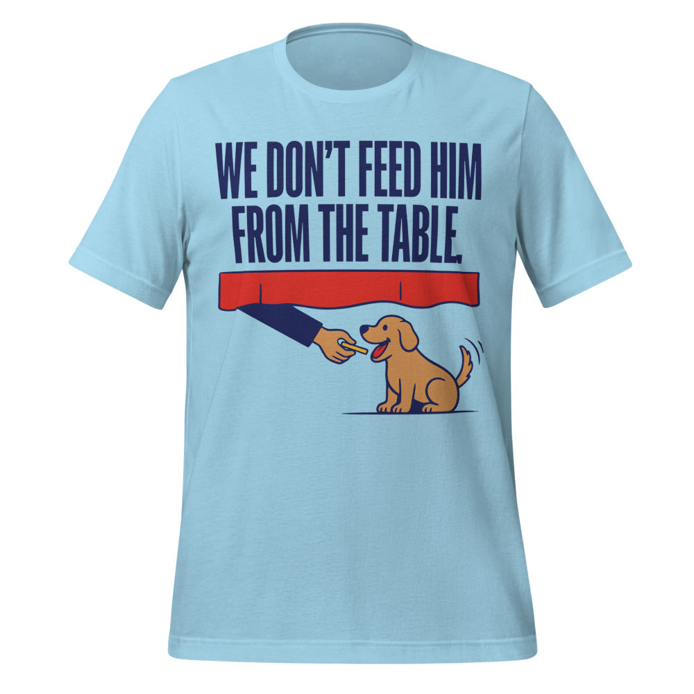 From The Table funny dog dad tee — Ocean Blue, front