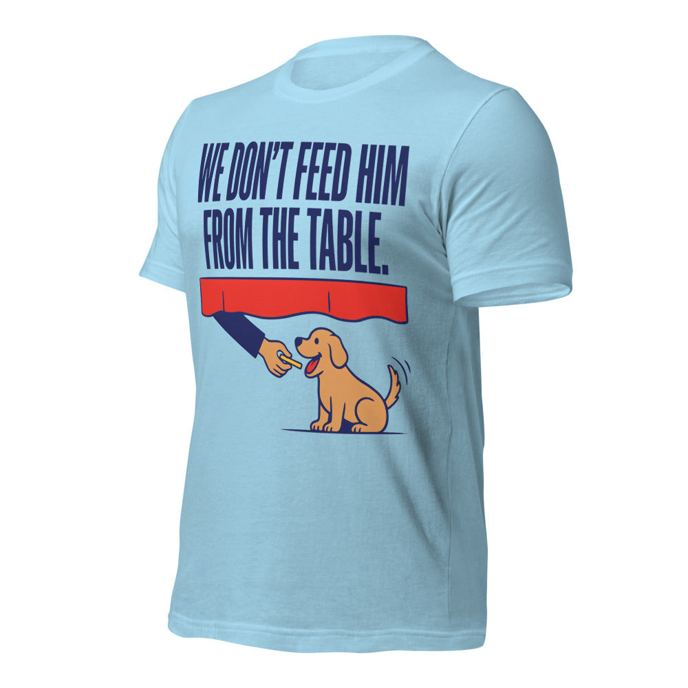 From The Table funny dog dad tee — Ocean Blue, front-right