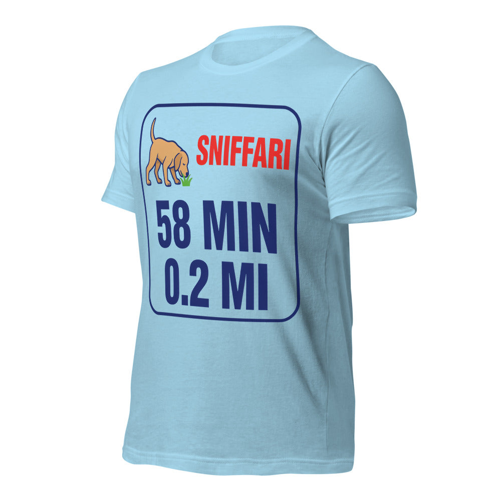 Sniff Walk Recap funny dog dad tee — Ocean Blue, front-right
