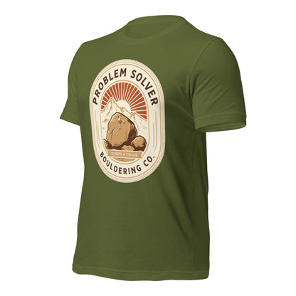 Problem Solver Bouldering Badge t-shirt — Olive, front-right