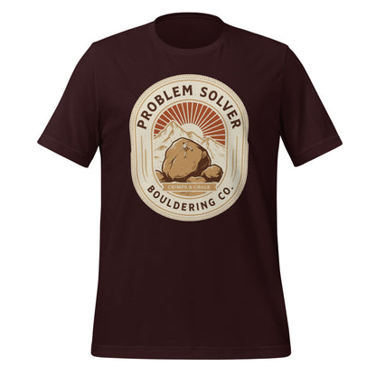 Problem Solver Bouldering Badge t-shirt — Oxblood Black, front