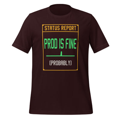 Programmer Shirt, Software Developer Gift, Funny Coder Tee — Prod Is Fine (Probably) Retro Terminal Tee