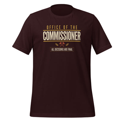 Office of the Commissioner fantasy football draft tee — Oxblood Black, front