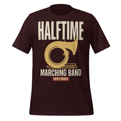 Official Halftime vintage marching band t-shirt — Oxblood Black, front