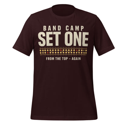 Set One marching band drill chart t-shirt — Oxblood Black, front