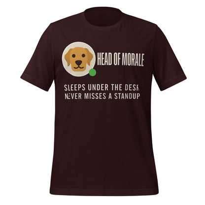Head of Morale dog profile card unisex t-shirt — Oxblood Black, front