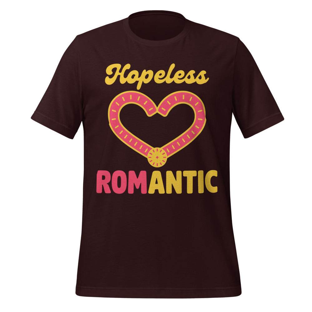 Hopeless ROMantic funny physical therapy tee — Oxblood Black, front