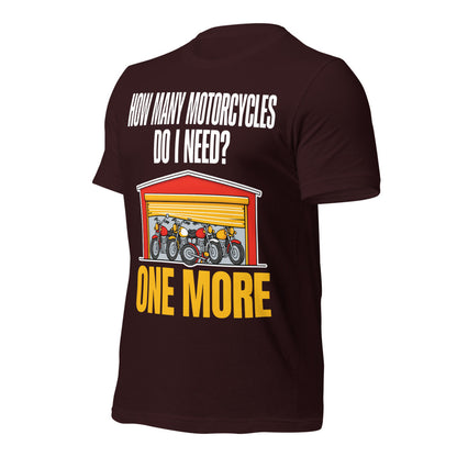 One More funny motorcycle tee — Oxblood Black, front-right