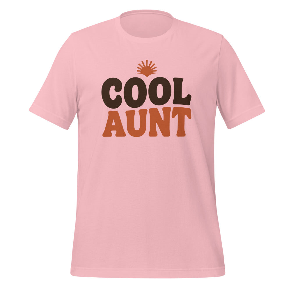 Cool Aunt retro groovy aunt tee — Pink, front