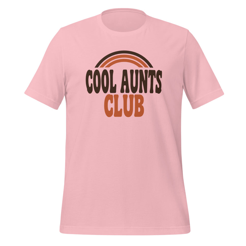 Cool Aunts Club retro groovy aunt tee — Pink, front