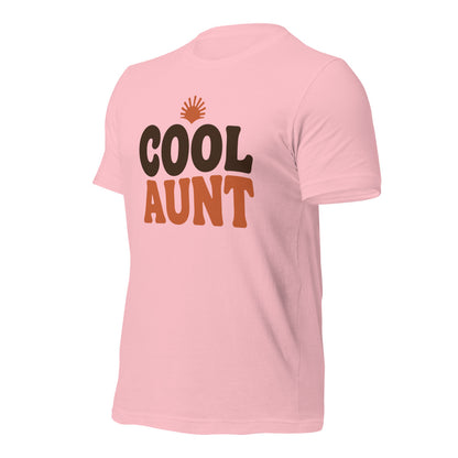 Cool Aunt retro groovy aunt tee — Pink, front-right