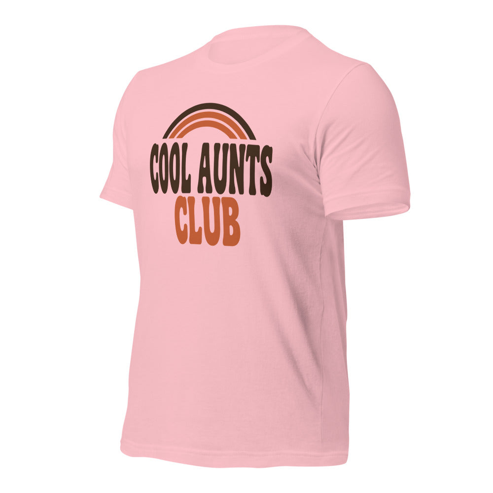 Cool Aunts Club retro groovy aunt tee — Pink, front-right