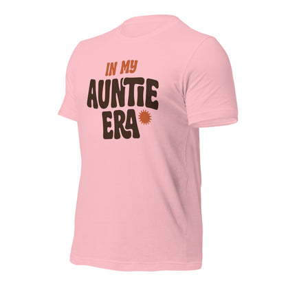 In My Auntie Era retro groovy aunt tee — Pink, front-right