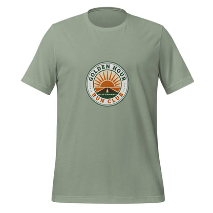 Golden Hour Run Club retro running tee — Sage, front