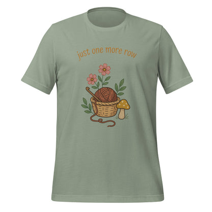 Just One More Row crochet cottagecore tee — Sage, front