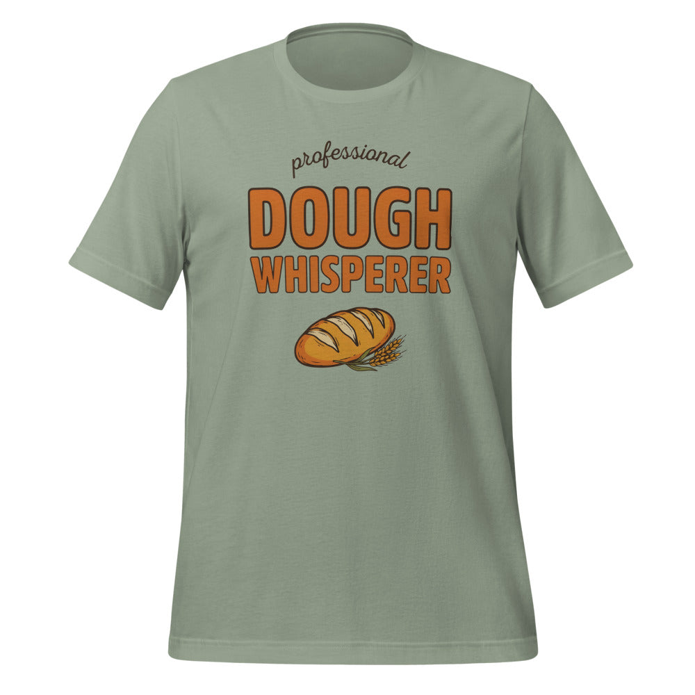 Professional Dough Whisperer funny baker tee — Sage, front