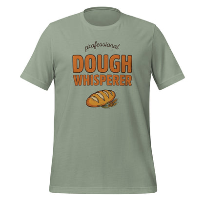 Professional Dough Whisperer funny baker tee — Sage, front