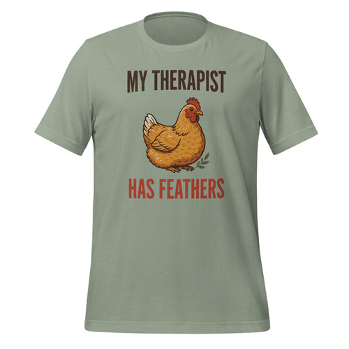 Funny Chicken Shirt, My Therapist Has Feathers, Chicken Keeper Gift — Farmhouse Chicken Lady Tee